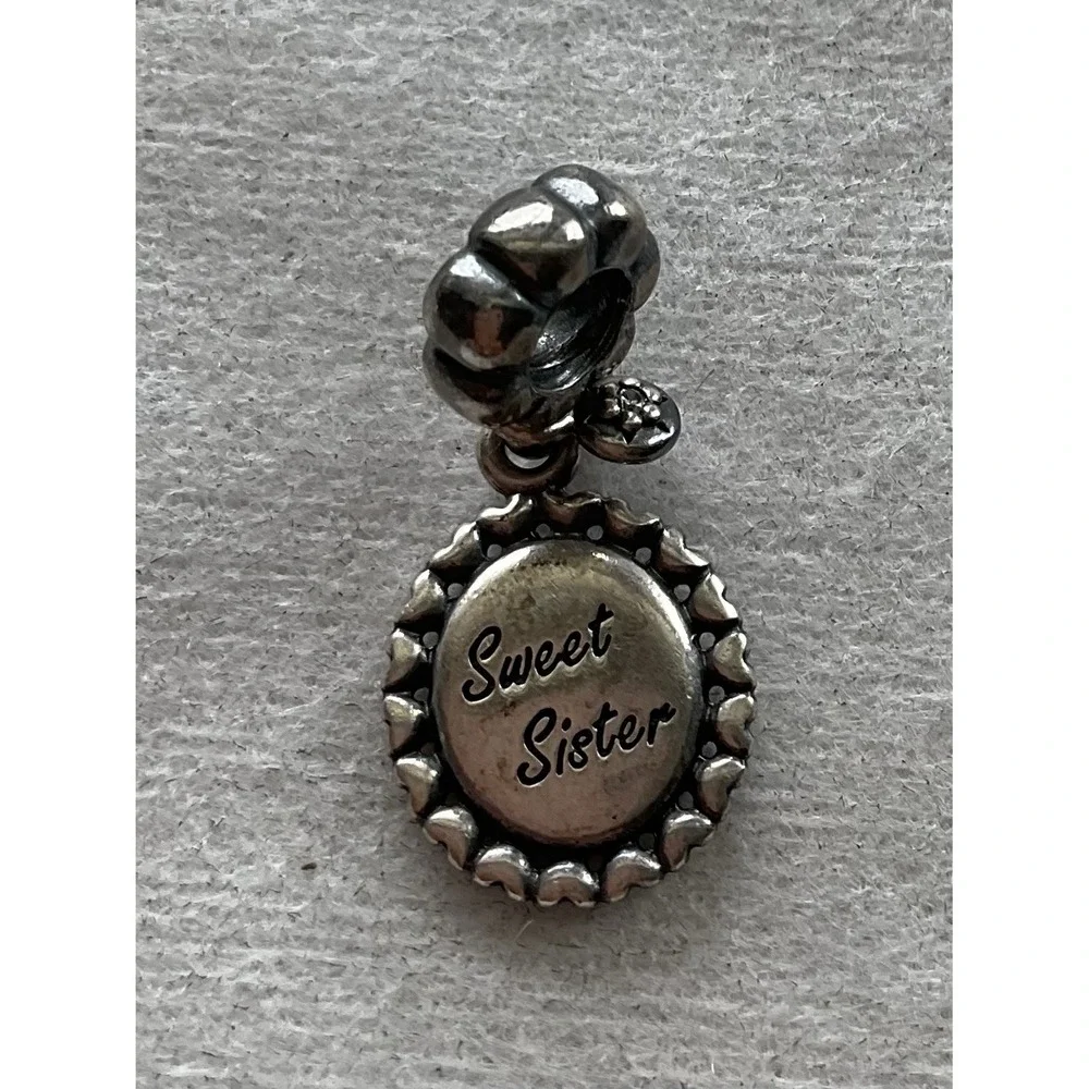 retired Pandora Sweet Sister Dangle Charm ALE 925 Sterling Silver